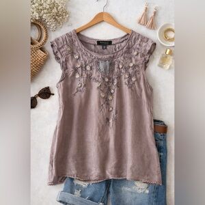 Nougat London Embroidered Silk Blend Blouse Mauve Size 2